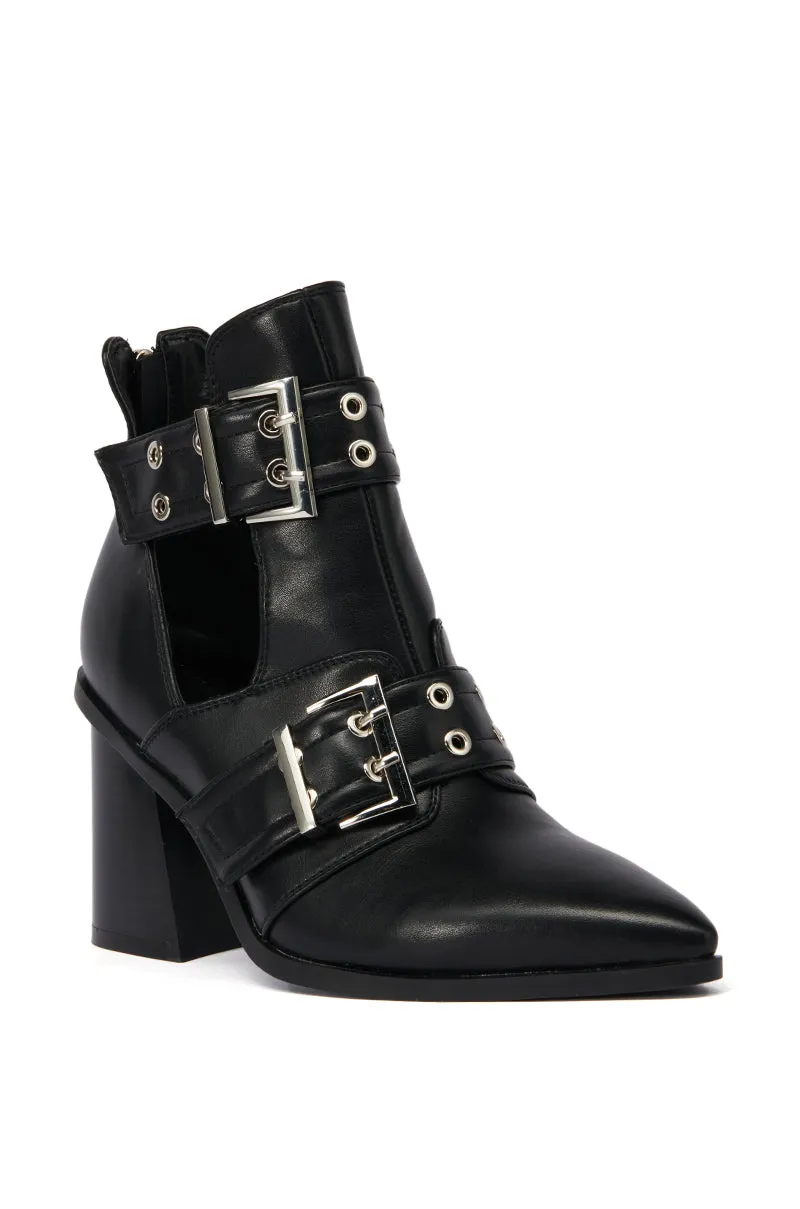 AZALEA WANG DEEGAN BLACK BUCKLE BOOTIE