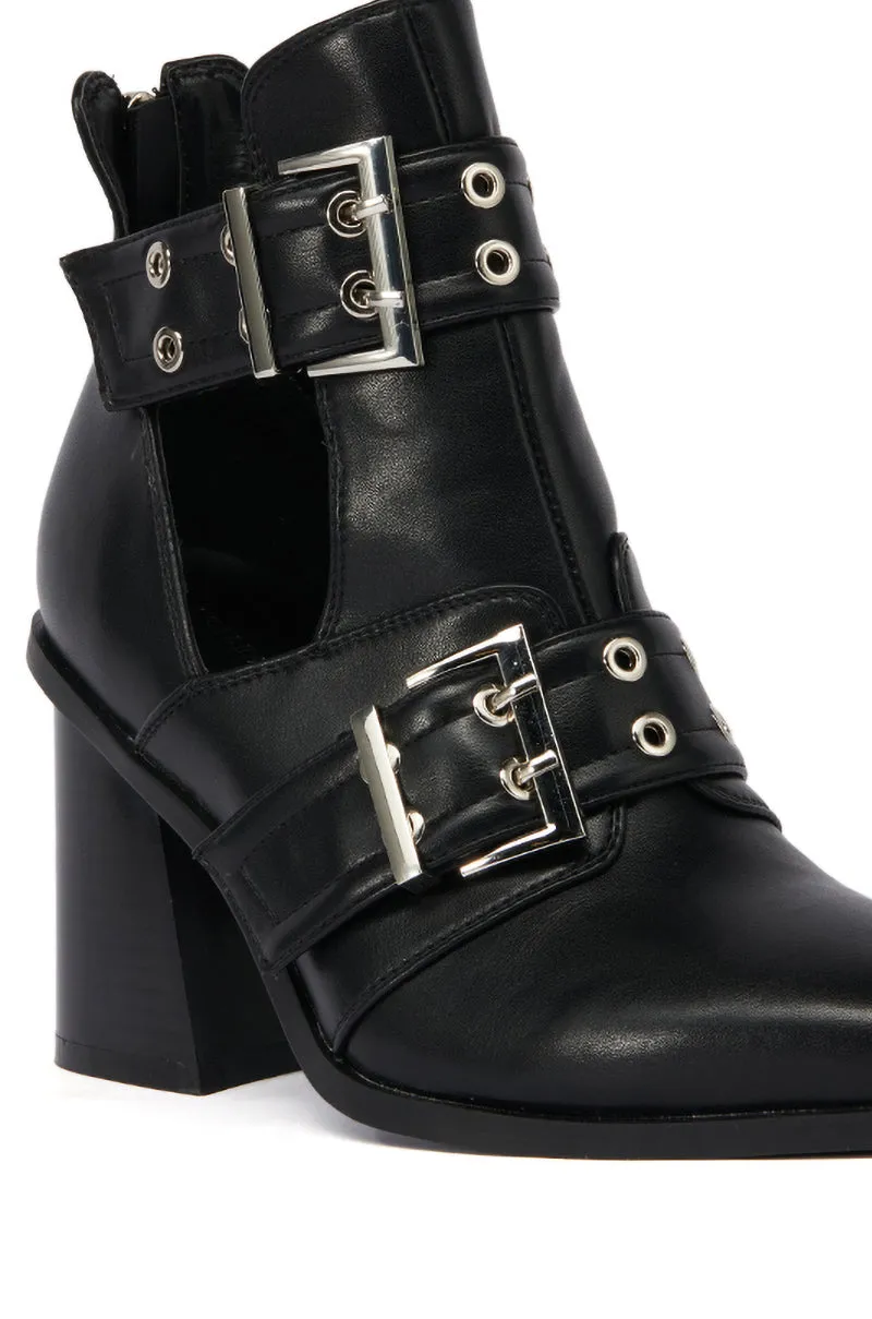 AZALEA WANG DEEGAN BLACK BUCKLE BOOTIE