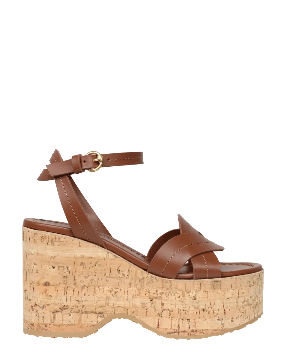 Brown Platform Wedge Sandal in Havana Cork