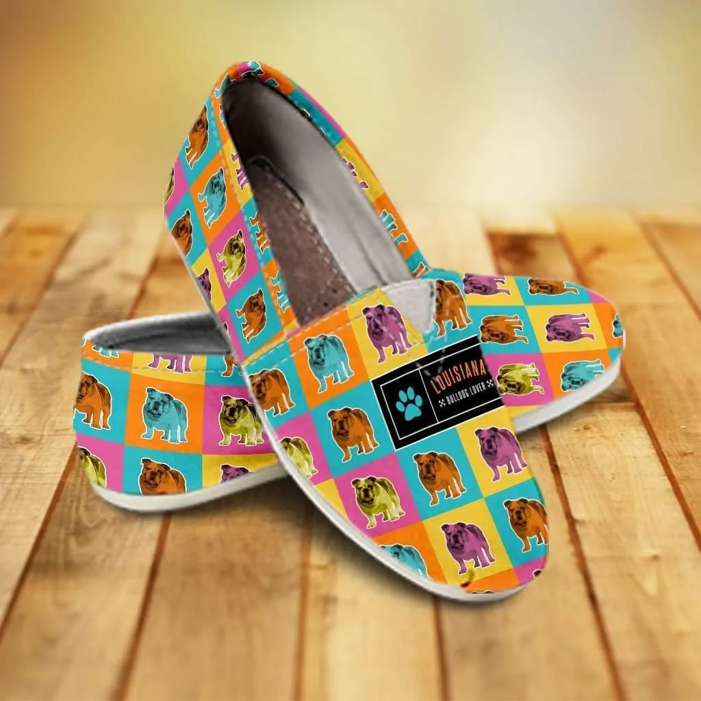 Bulldog Casual Canvas Slip on Shoes Women's Flats
