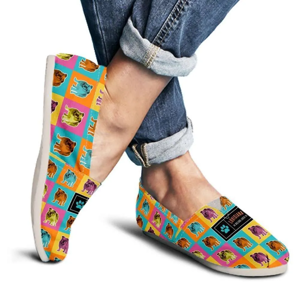 Bulldog Casual Canvas Slip on Shoes Women's Flats