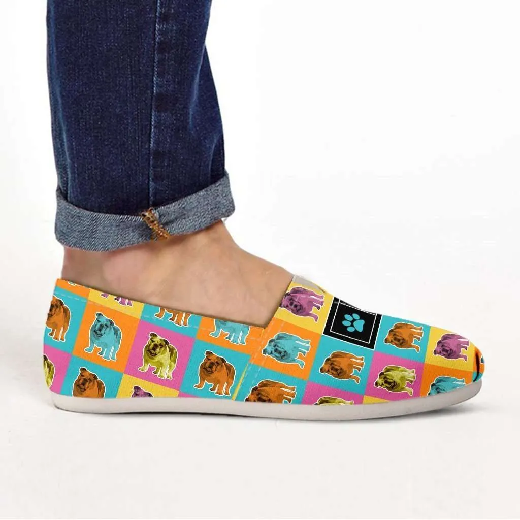 Bulldog Casual Canvas Slip on Shoes Women's Flats