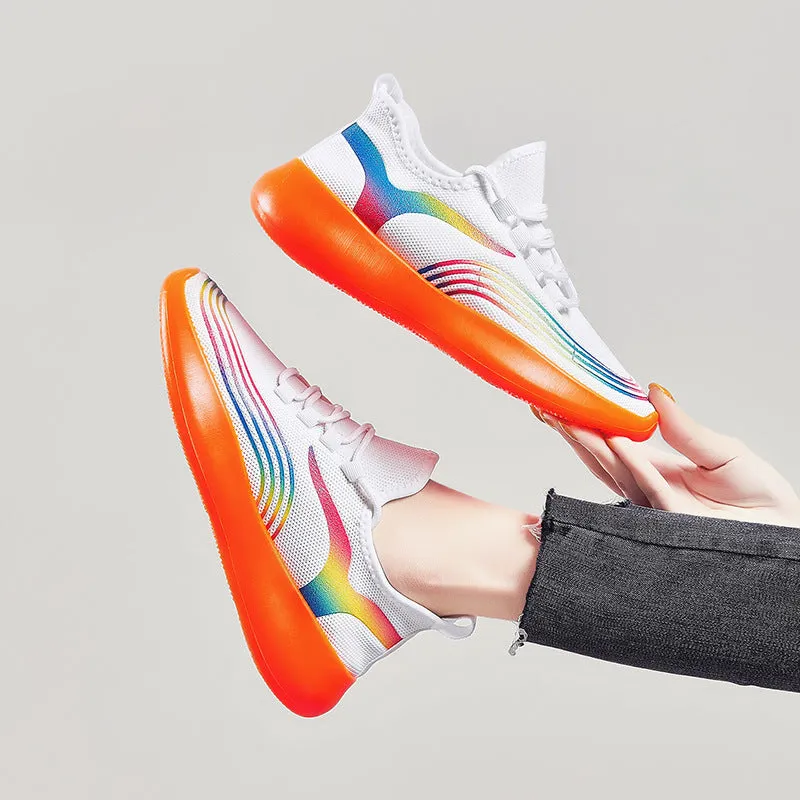 Colorful Rainbow Chunky Lace Slip On Unisex Men Sneakers