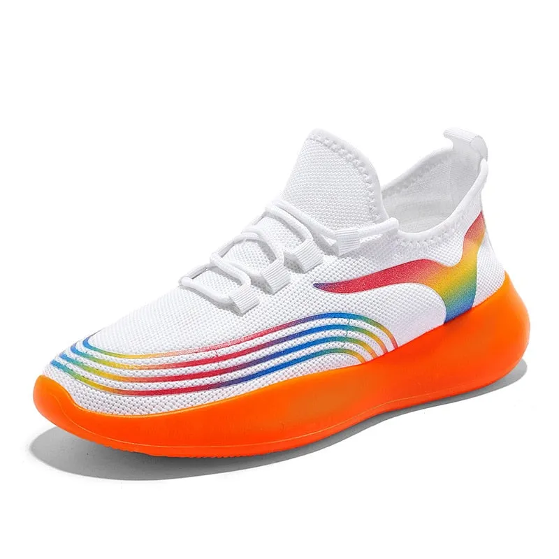 Colorful Rainbow Chunky Lace Slip On Unisex Men Sneakers