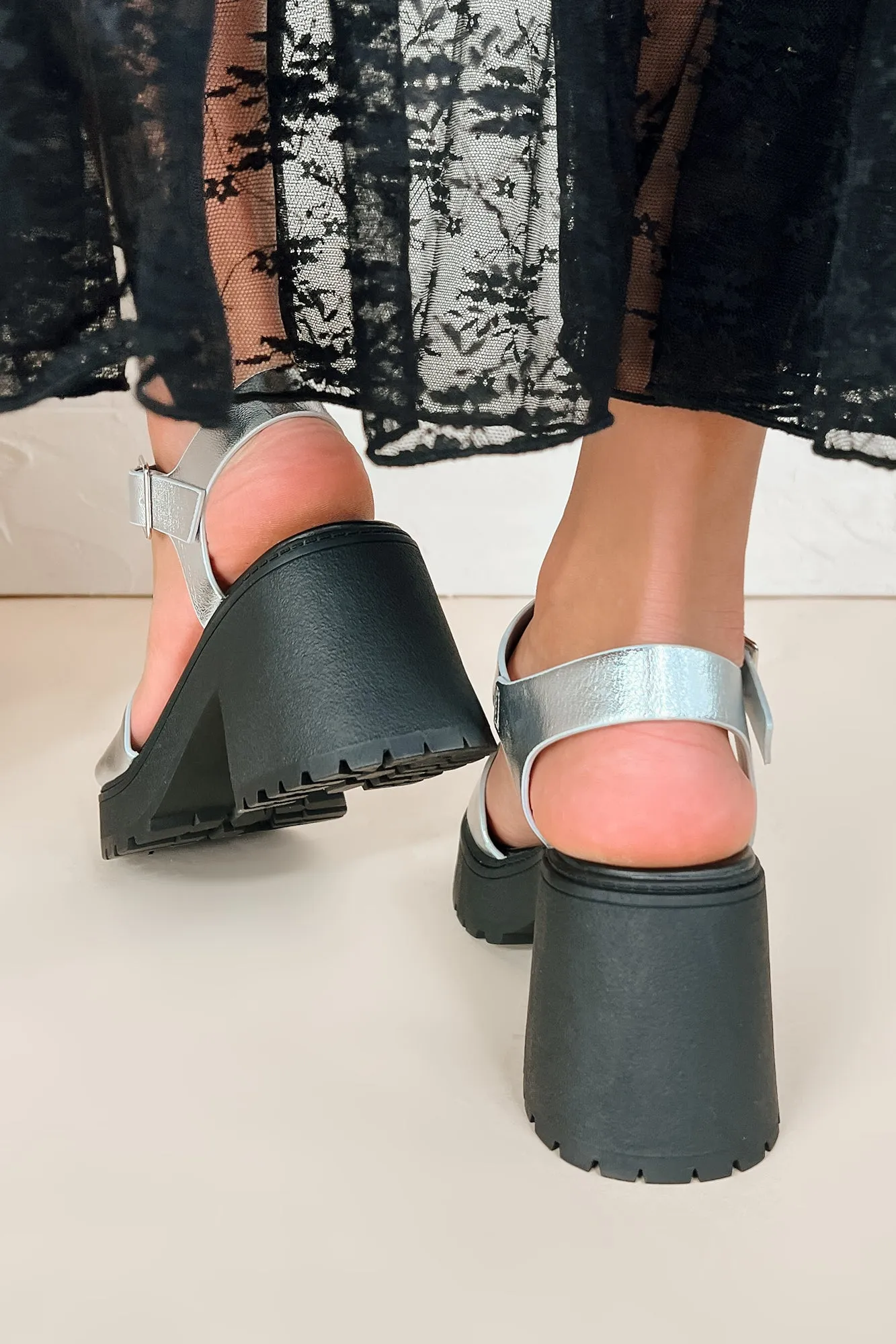 Interesting Take Chunky Platform Sandals (Silver)