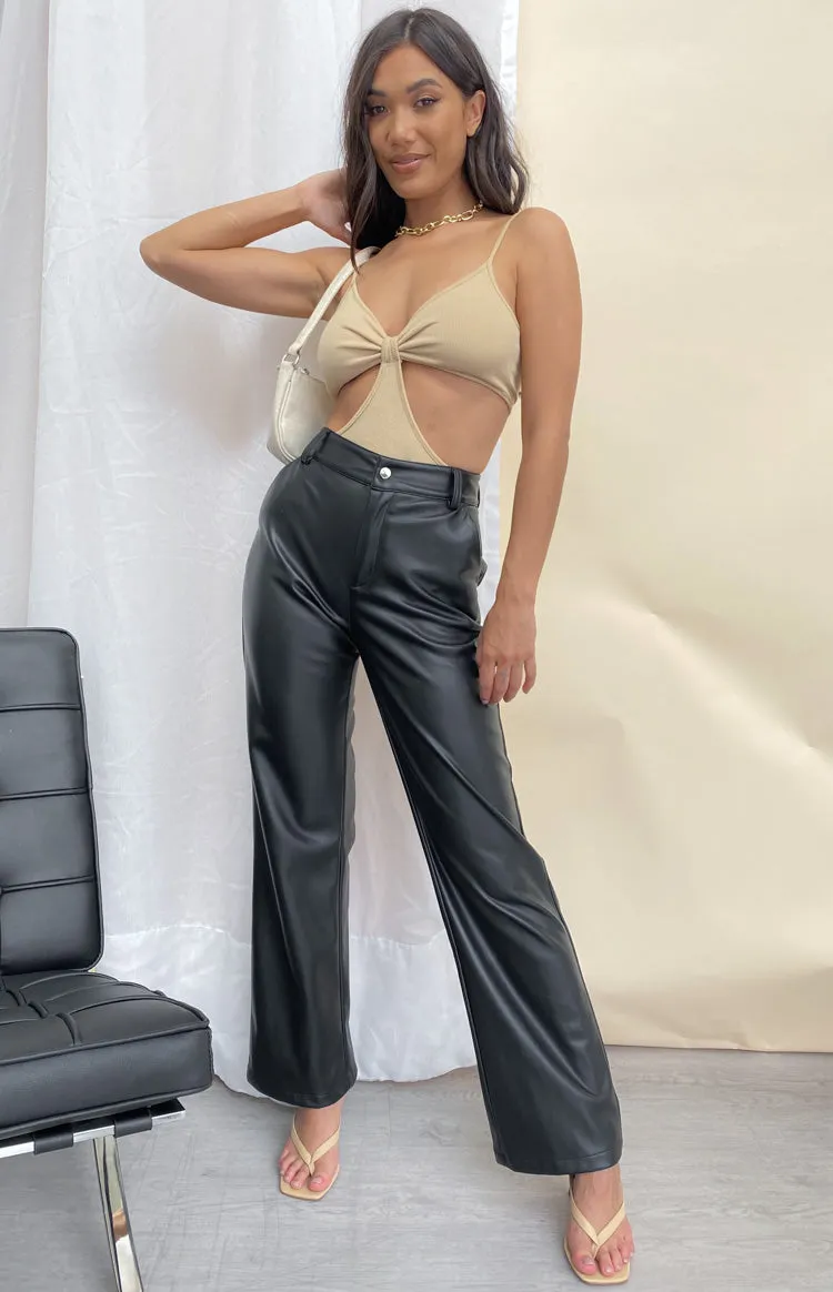 Lille Side Cut Out Knit Bodysuit Beige