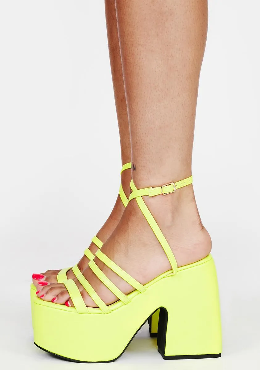Neon Yellow Tornado Platform Heels