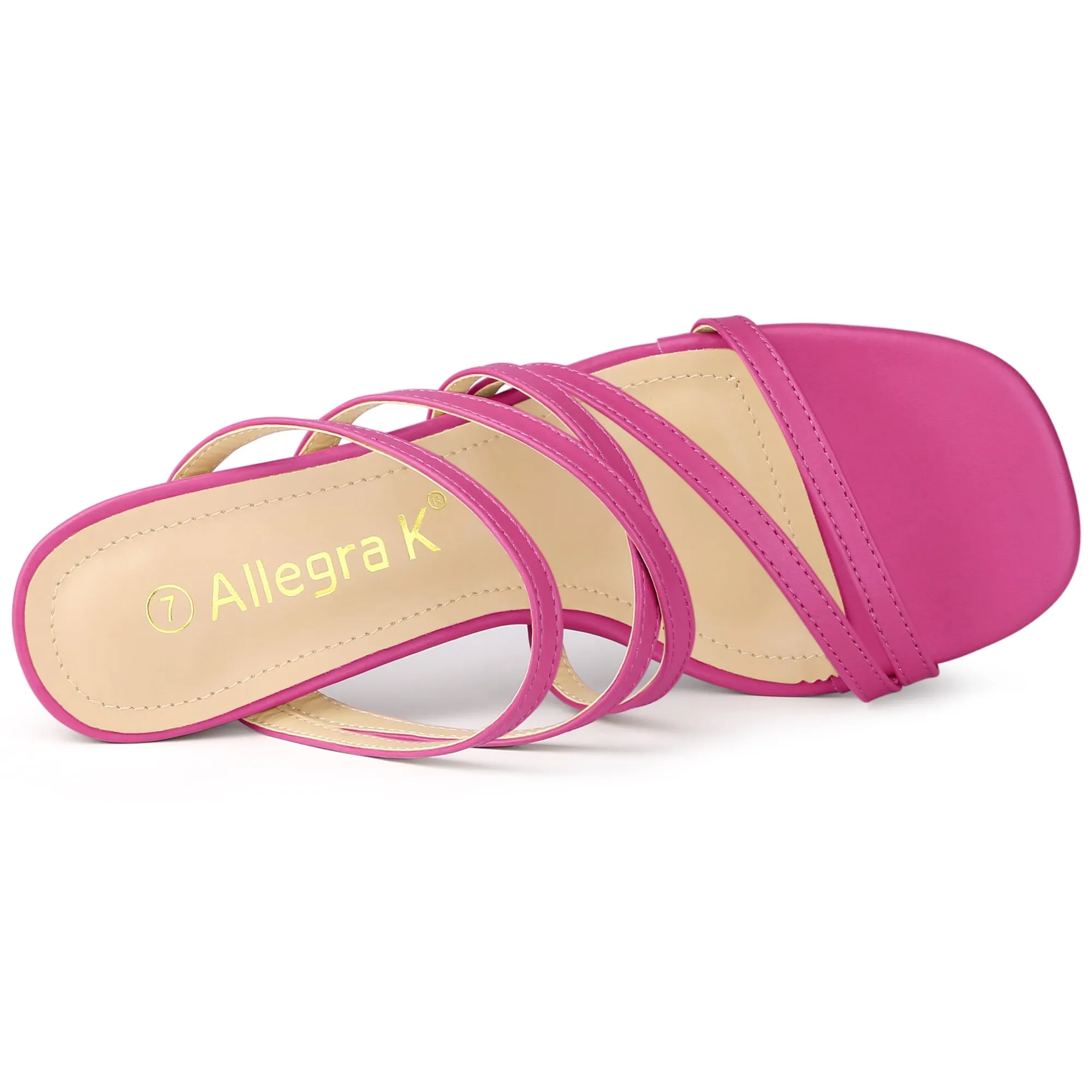 Open Toe Crisscross Strap Strappy Block Slide Heel Sandals