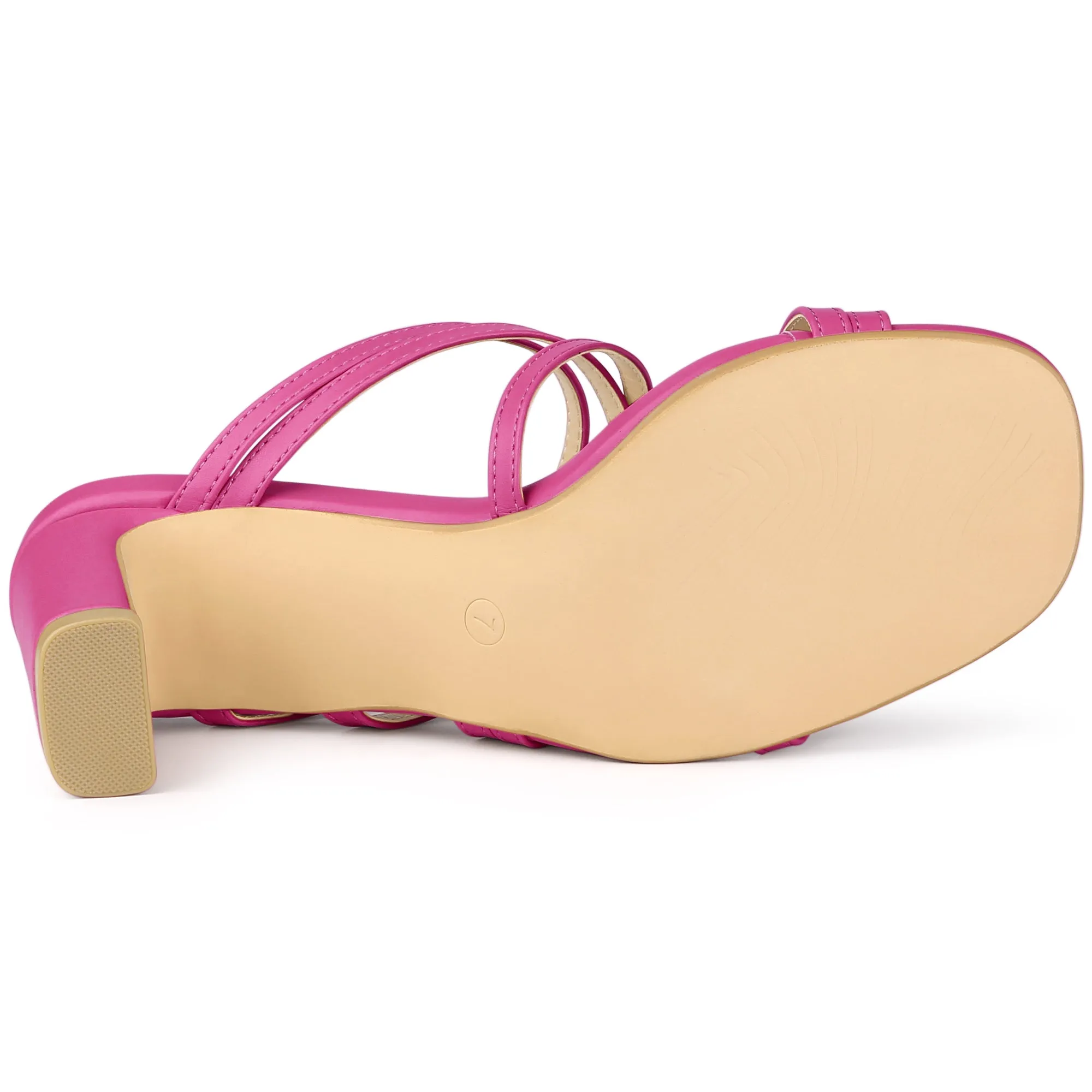 Open Toe Crisscross Strap Strappy Block Slide Heel Sandals