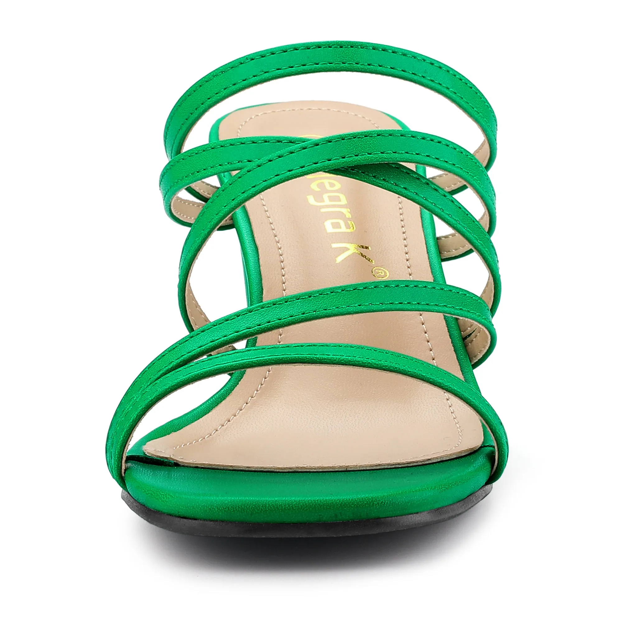 Open Toe Crisscross Strap Strappy Block Slide Heel Sandals