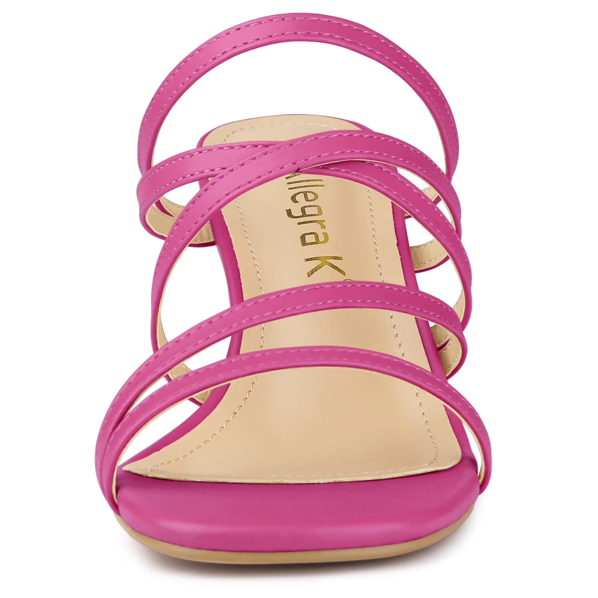 Open Toe Crisscross Strap Strappy Block Slide Heel Sandals