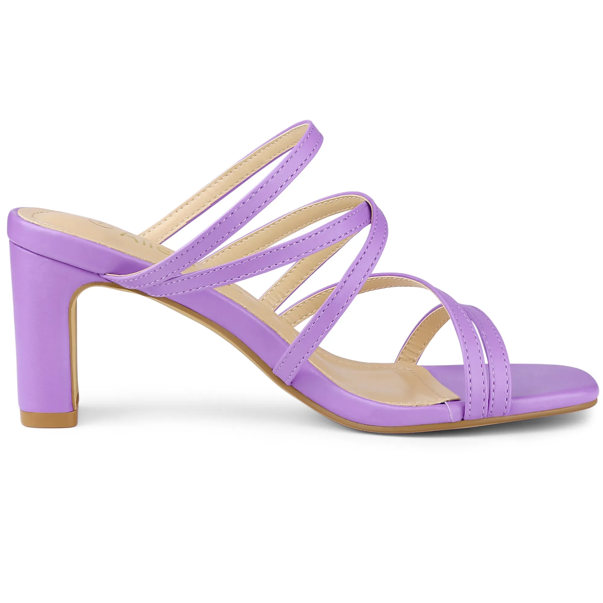 Open Toe Crisscross Strap Strappy Block Slide Heel Sandals