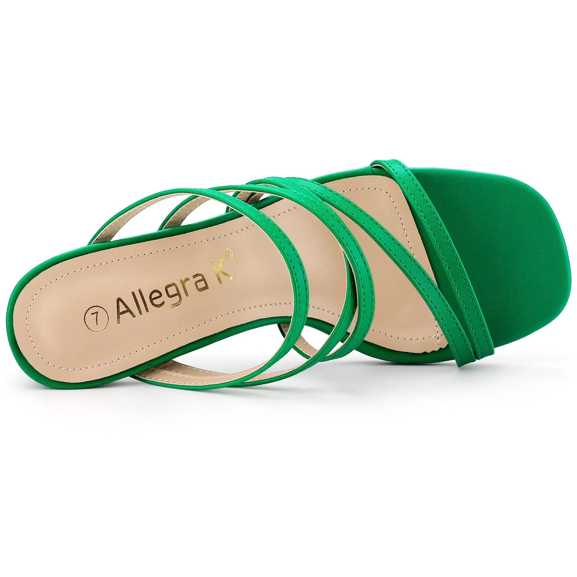 Open Toe Crisscross Strap Strappy Block Slide Heel Sandals