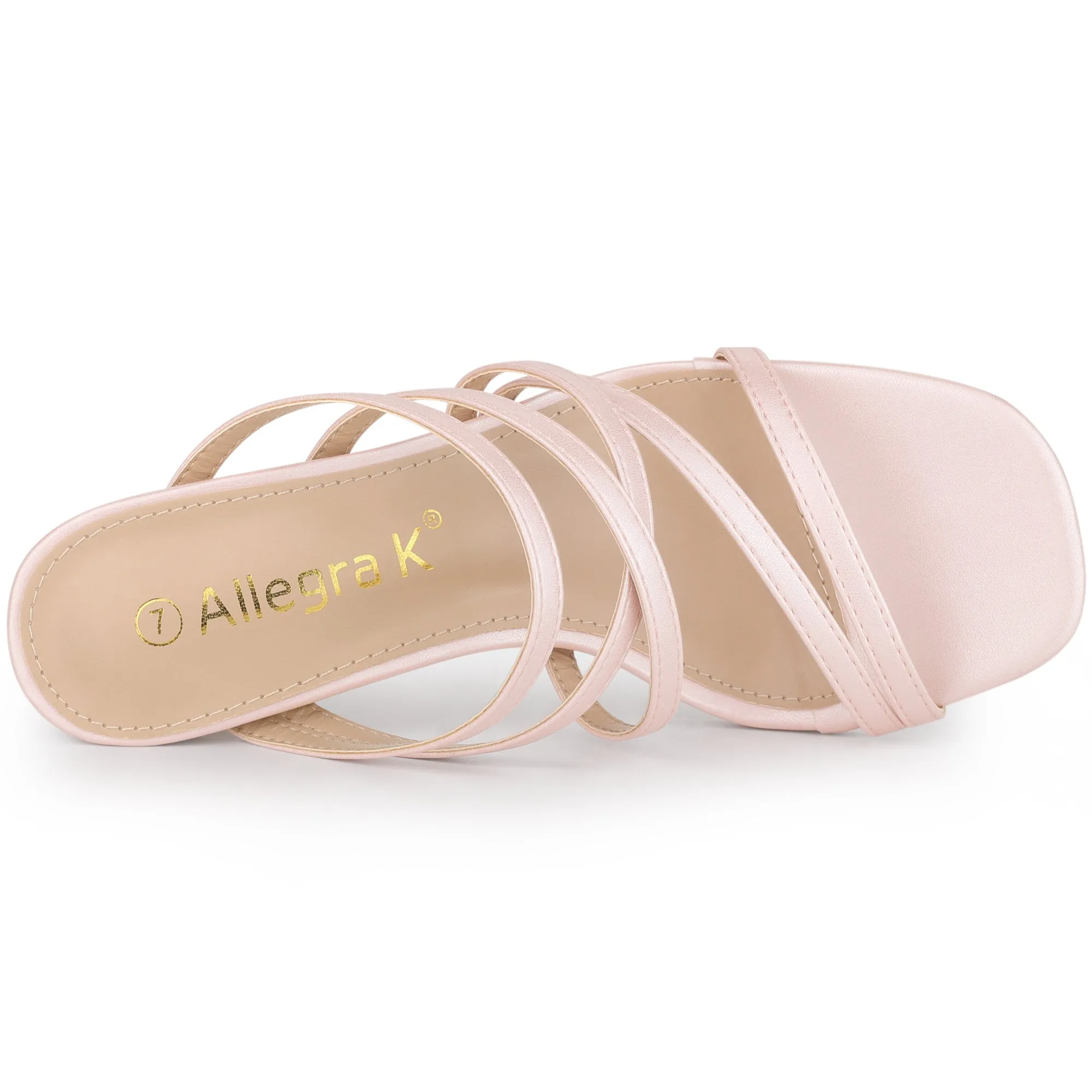 Open Toe Crisscross Strap Strappy Block Slide Heel Sandals