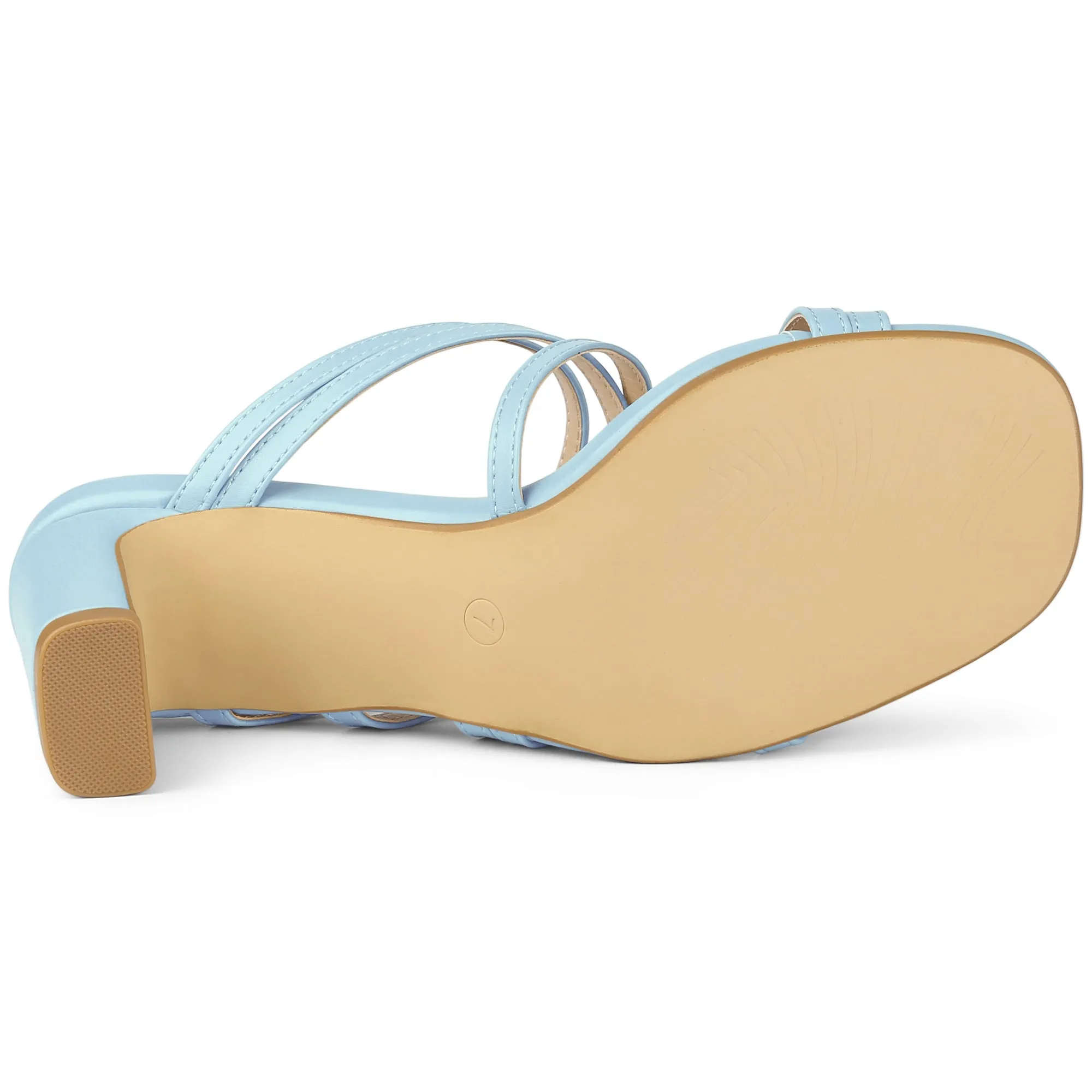 Open Toe Crisscross Strap Strappy Block Slide Heel Sandals