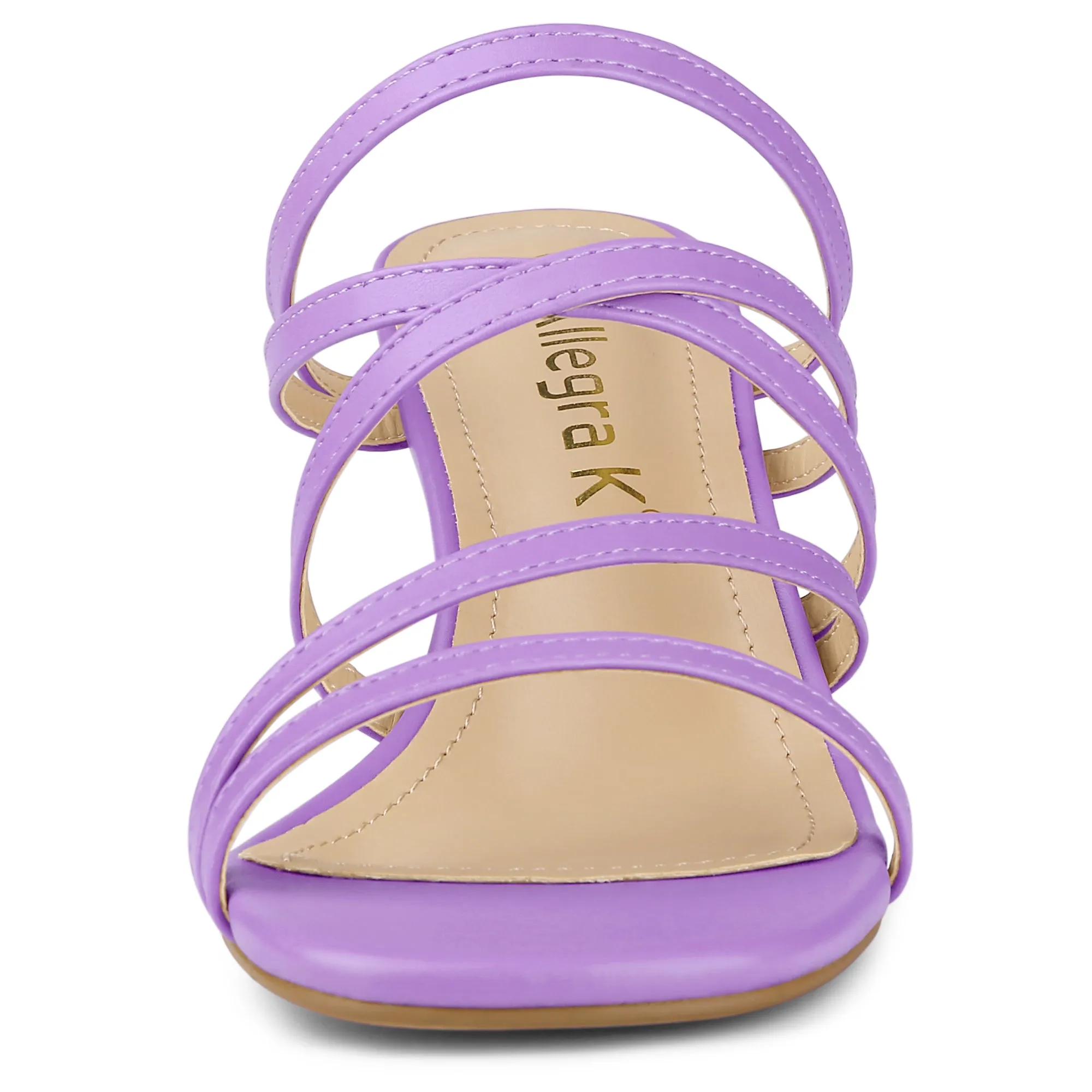Open Toe Crisscross Strap Strappy Block Slide Heel Sandals