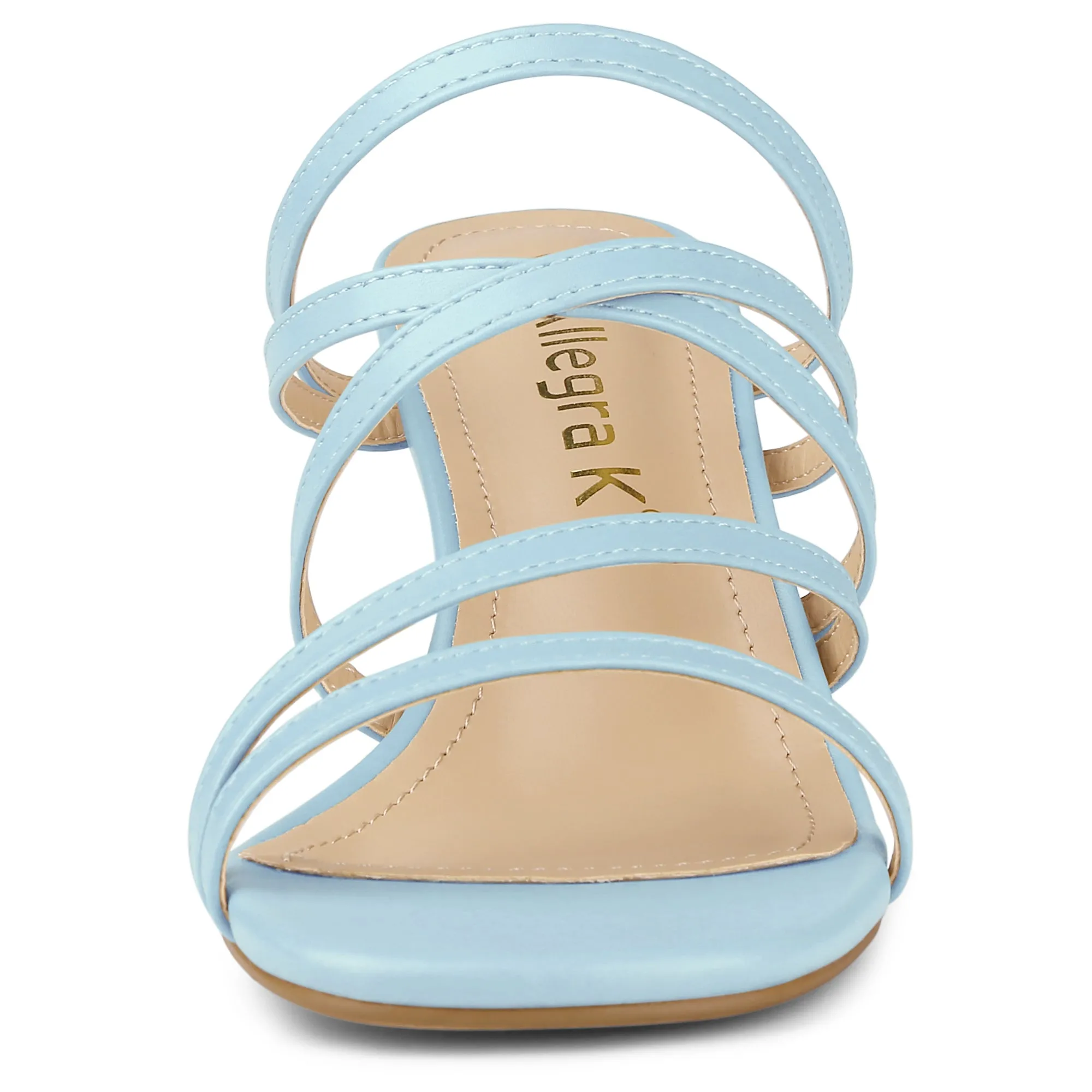 Open Toe Crisscross Strap Strappy Block Slide Heel Sandals
