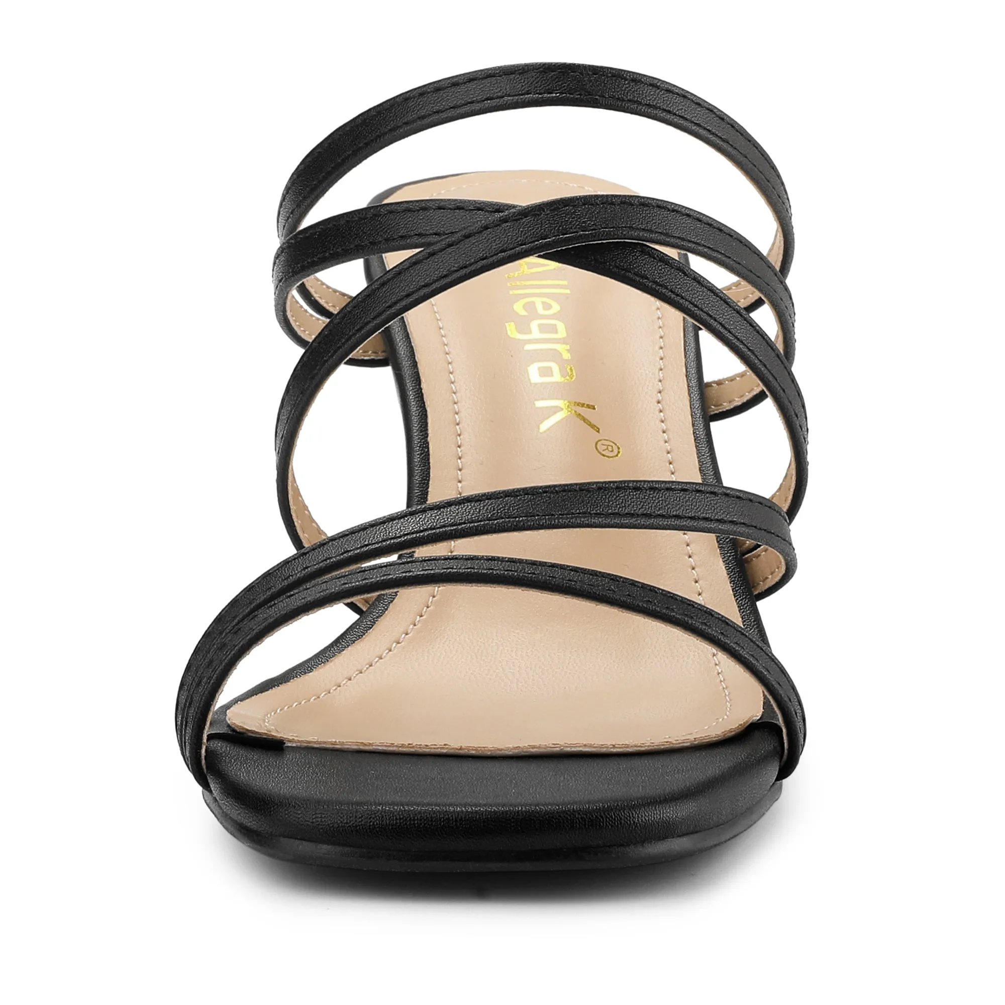 Open Toe Crisscross Strap Strappy Block Slide Heel Sandals