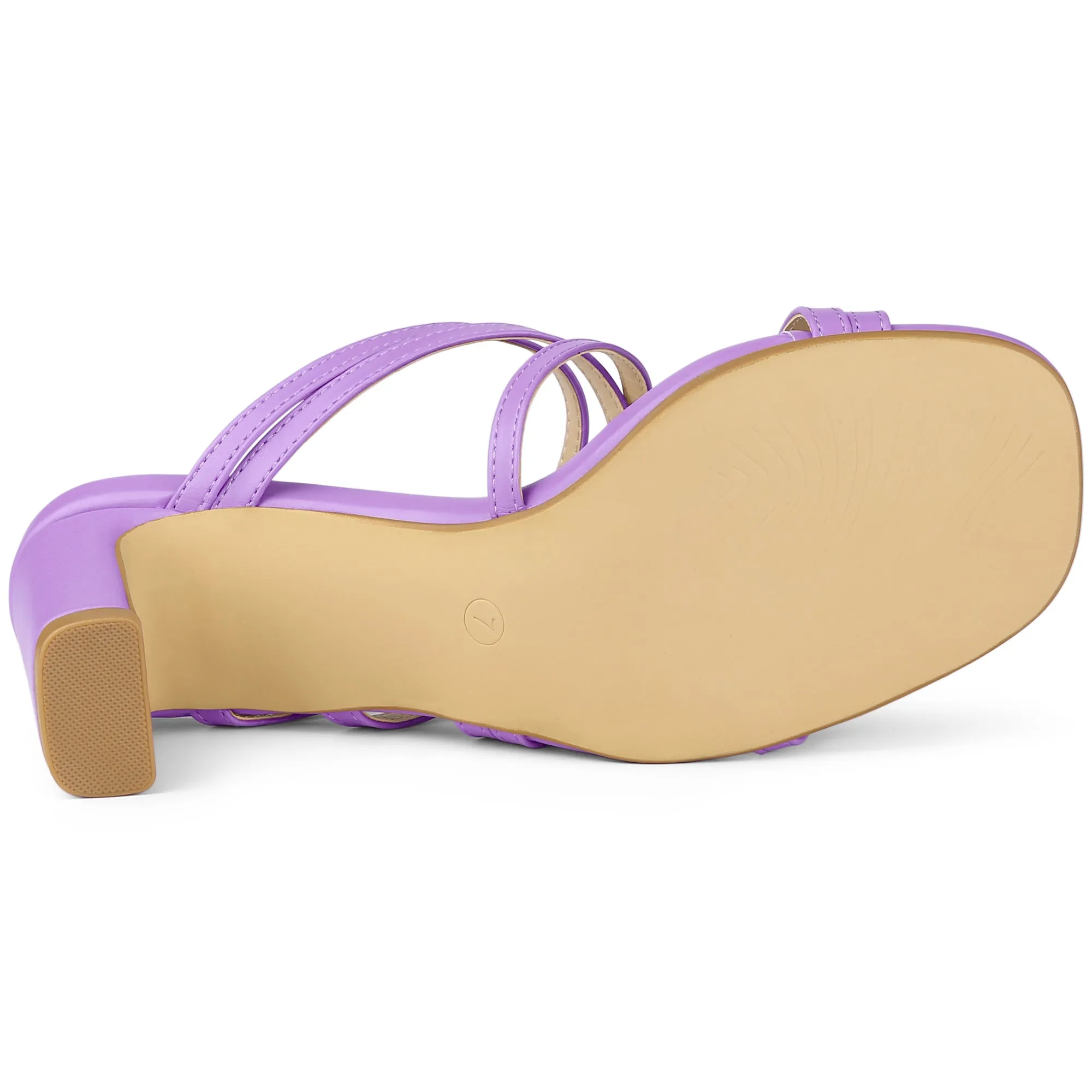Open Toe Crisscross Strap Strappy Block Slide Heel Sandals