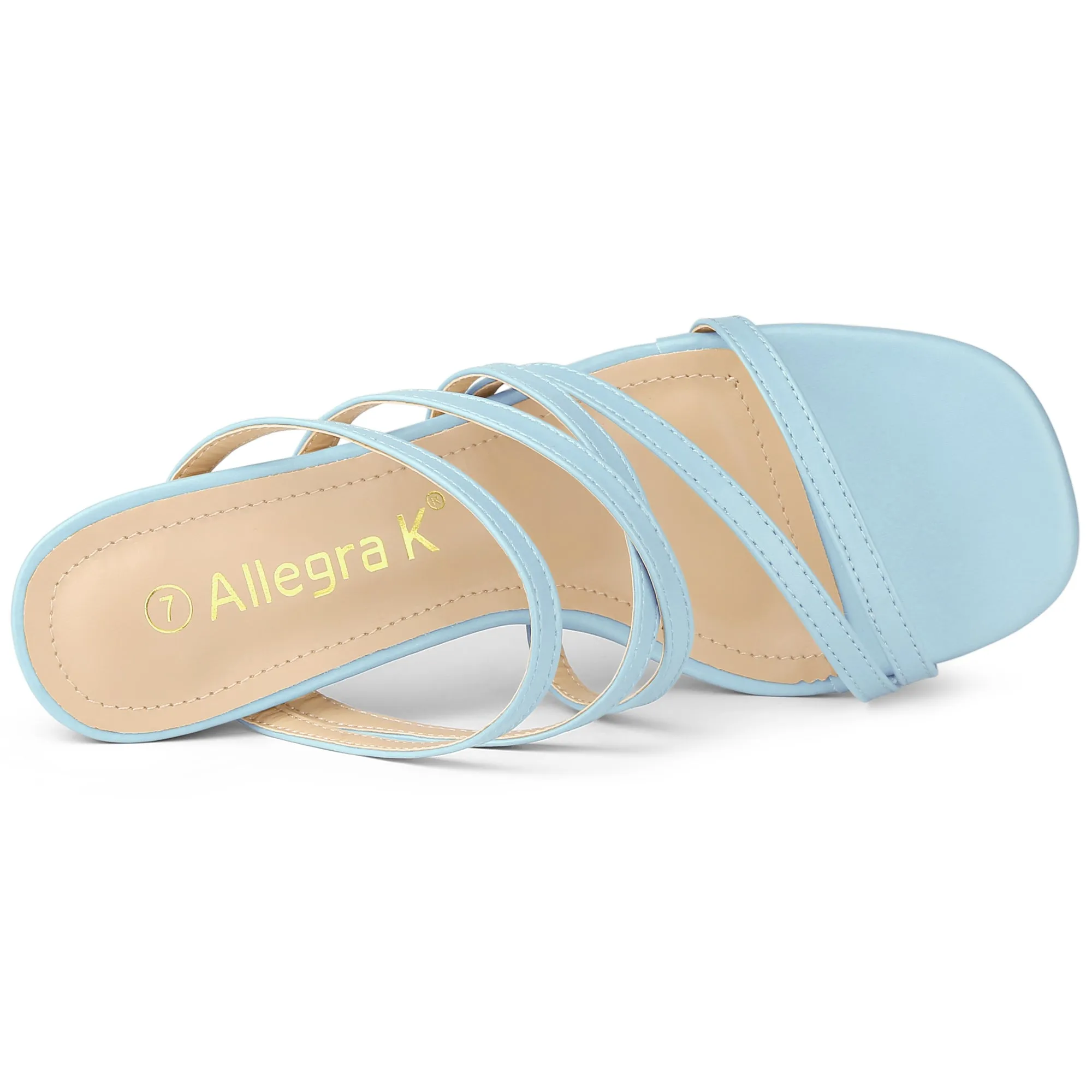 Open Toe Crisscross Strap Strappy Block Slide Heel Sandals