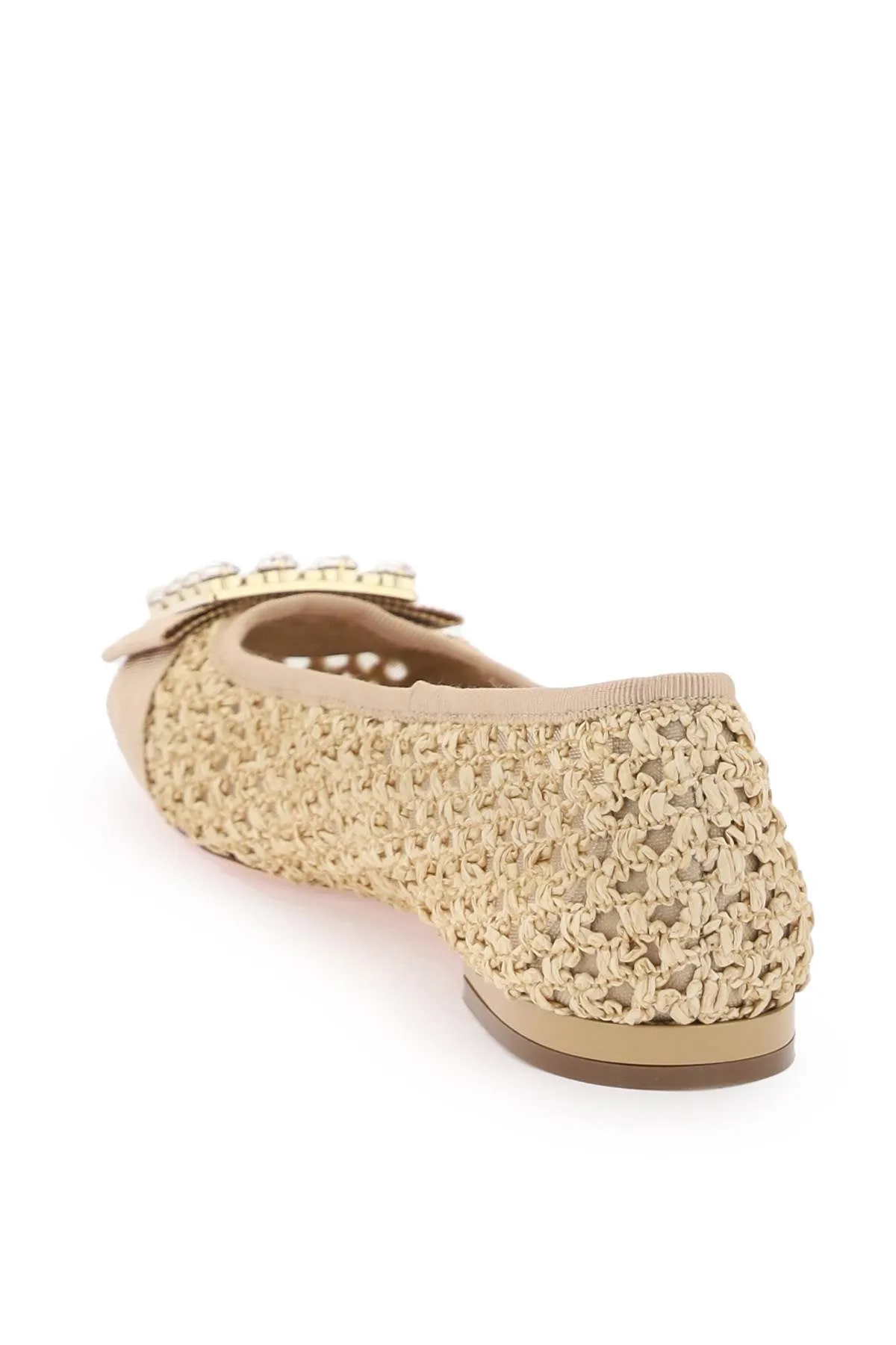 "tres vivier ballerinas in rafia