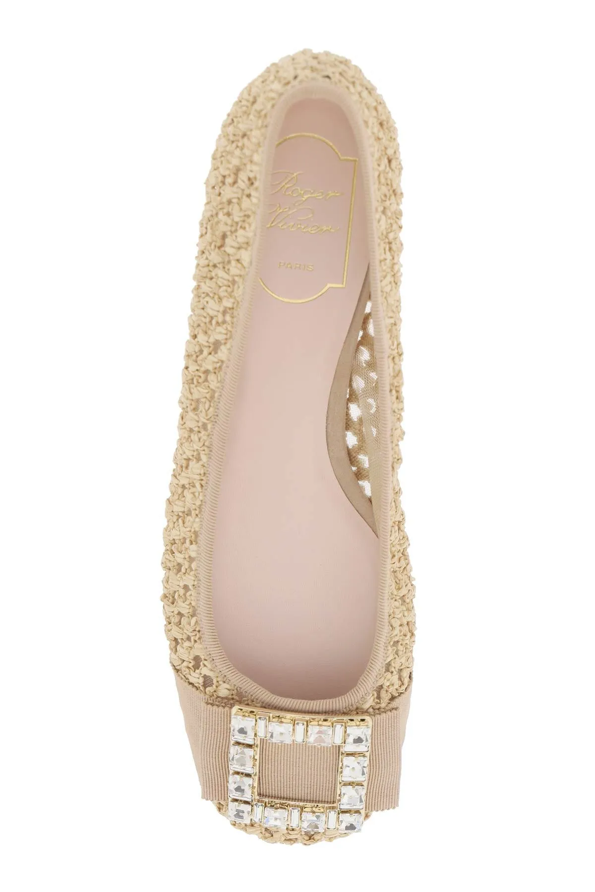 "tres vivier ballerinas in rafia