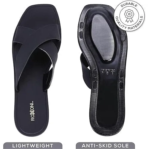 Roxoni Women Slippers Shower Pool Sandals Criss Cross Bathroom Quick Drying Slippers