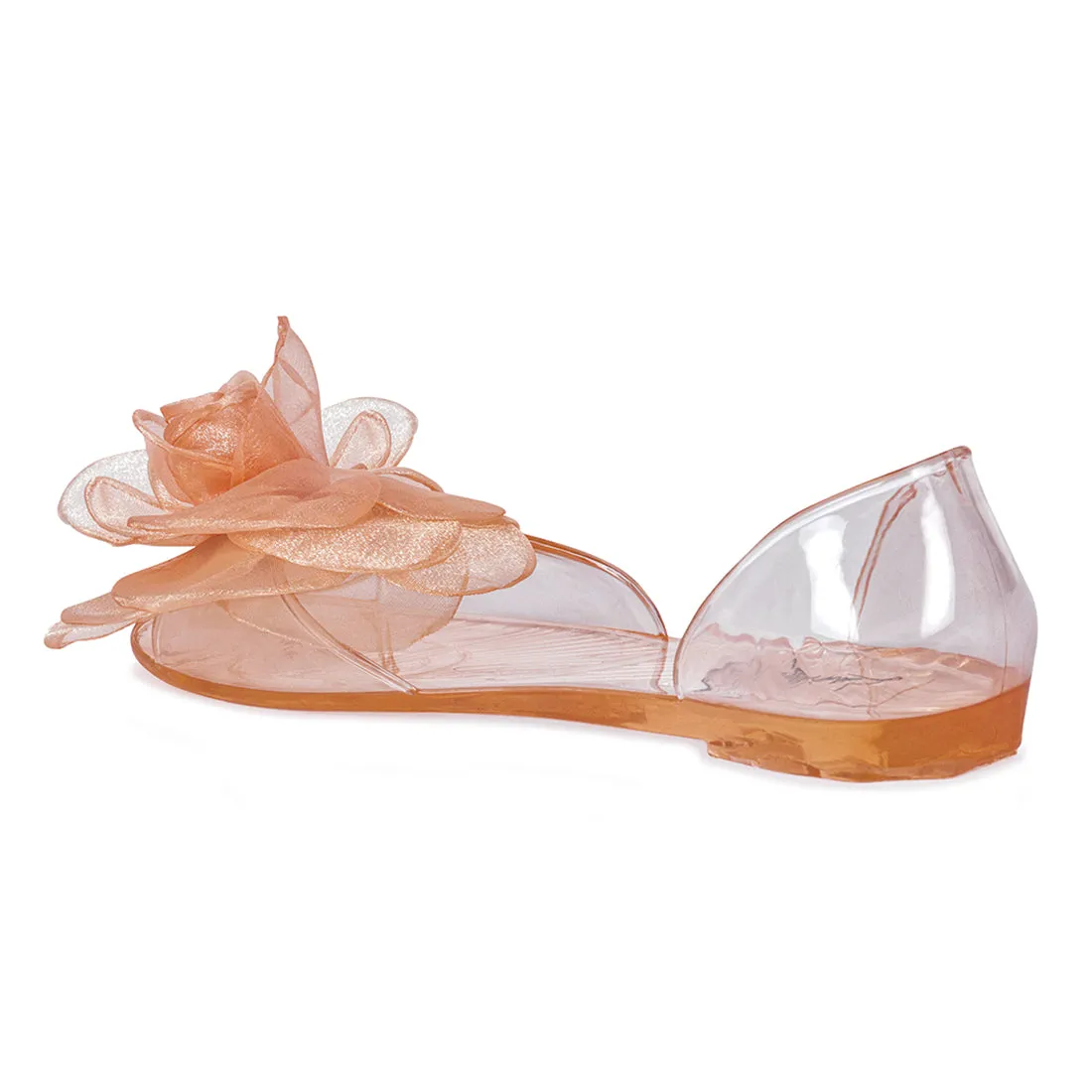Transparent Flower Jelly Flats in Coral