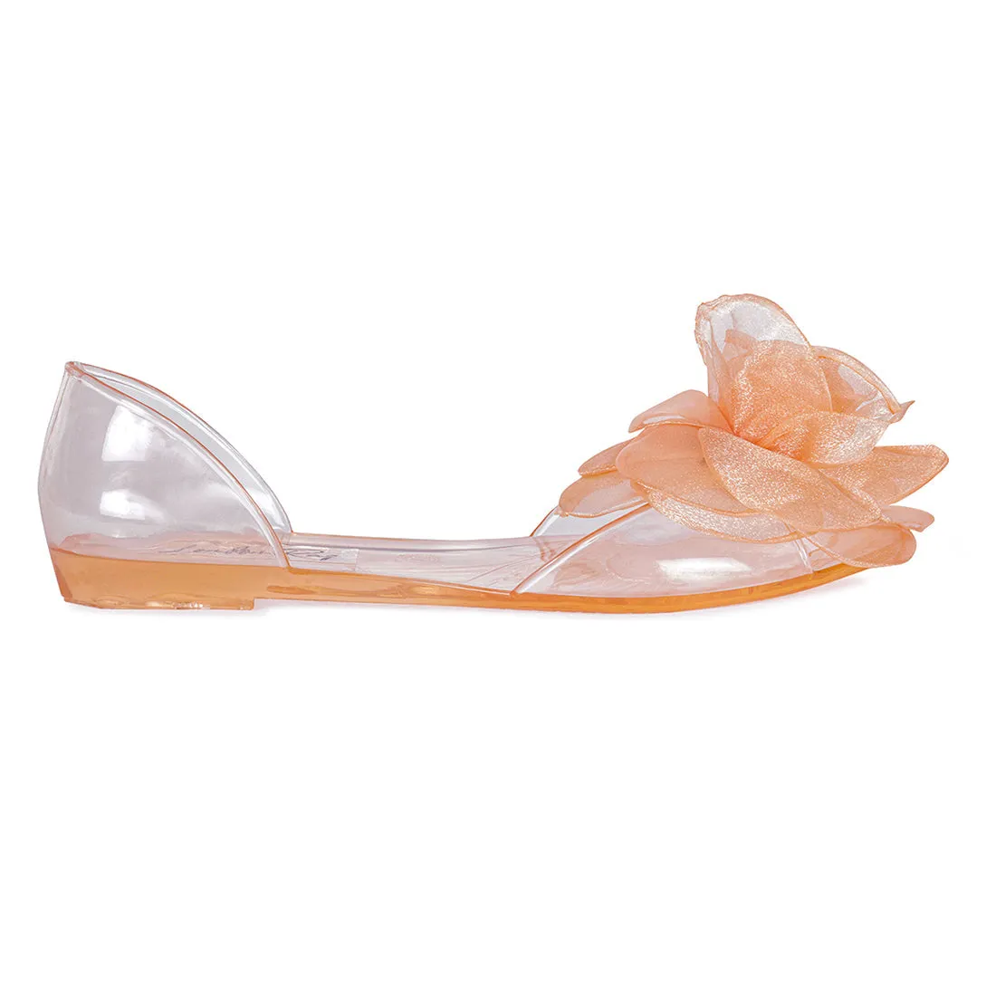 Transparent Flower Jelly Flats in Coral