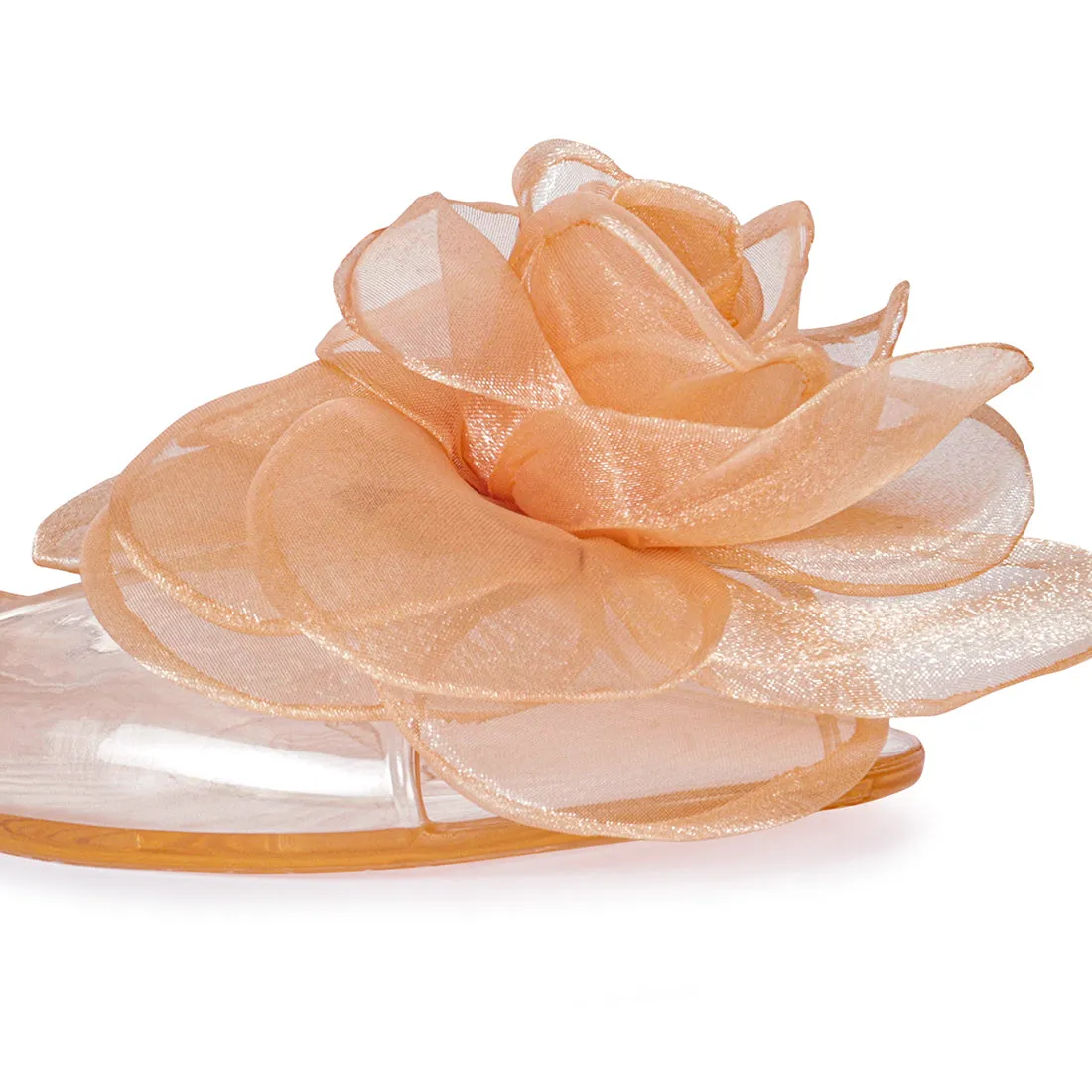Transparent Flower Jelly Flats in Coral