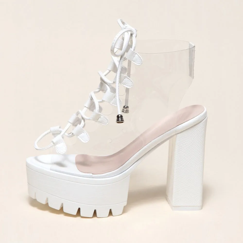 Women's | Clear Chunky High Heels