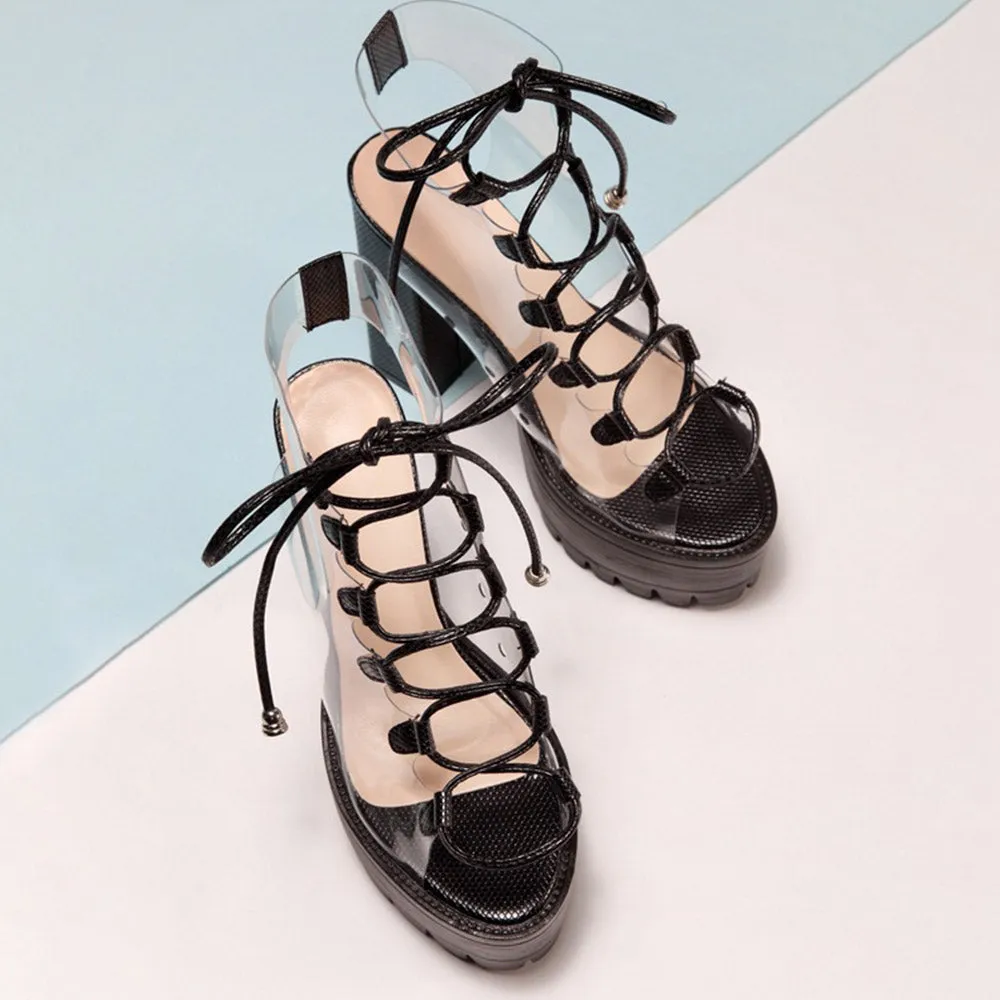 Women's | Clear Chunky High Heels
