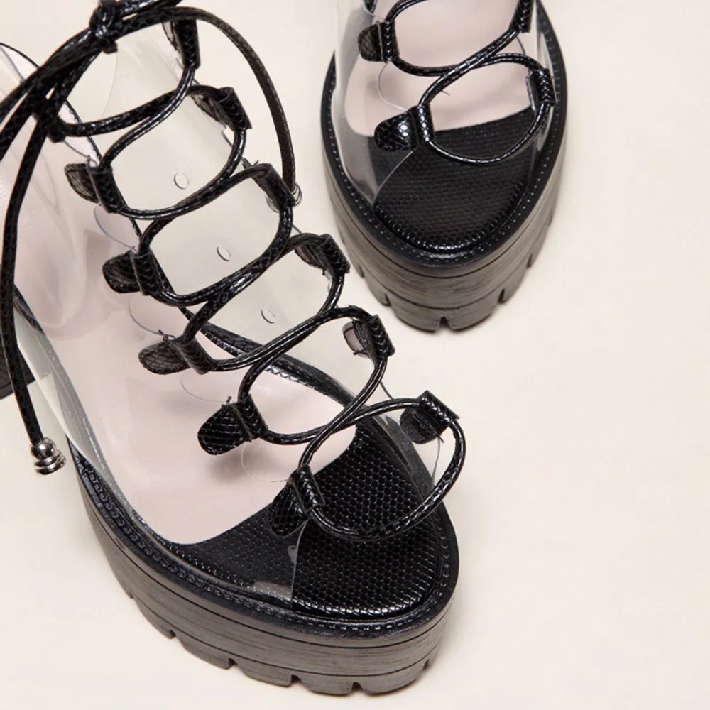 Women's | Clear Chunky High Heels