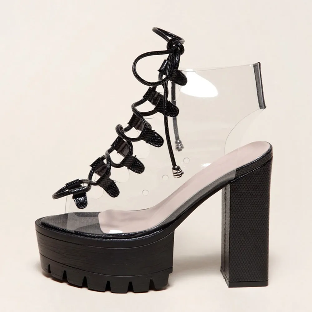 Women's | Clear Chunky High Heels
